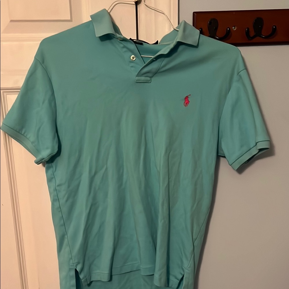 Polo by Ralph Lauren Men's Aqua Polo Shirt Size M